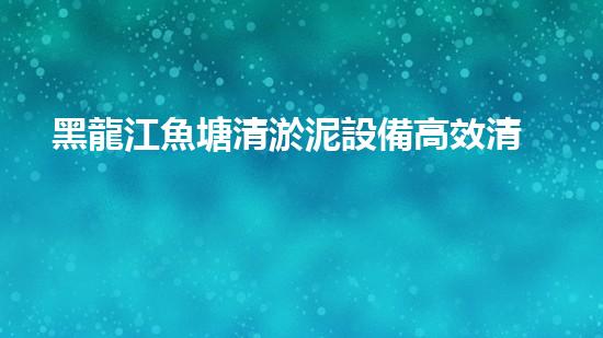 黑龍江魚塘清淤泥設備高效清淤技術助力水域生態(tài)恢復！
